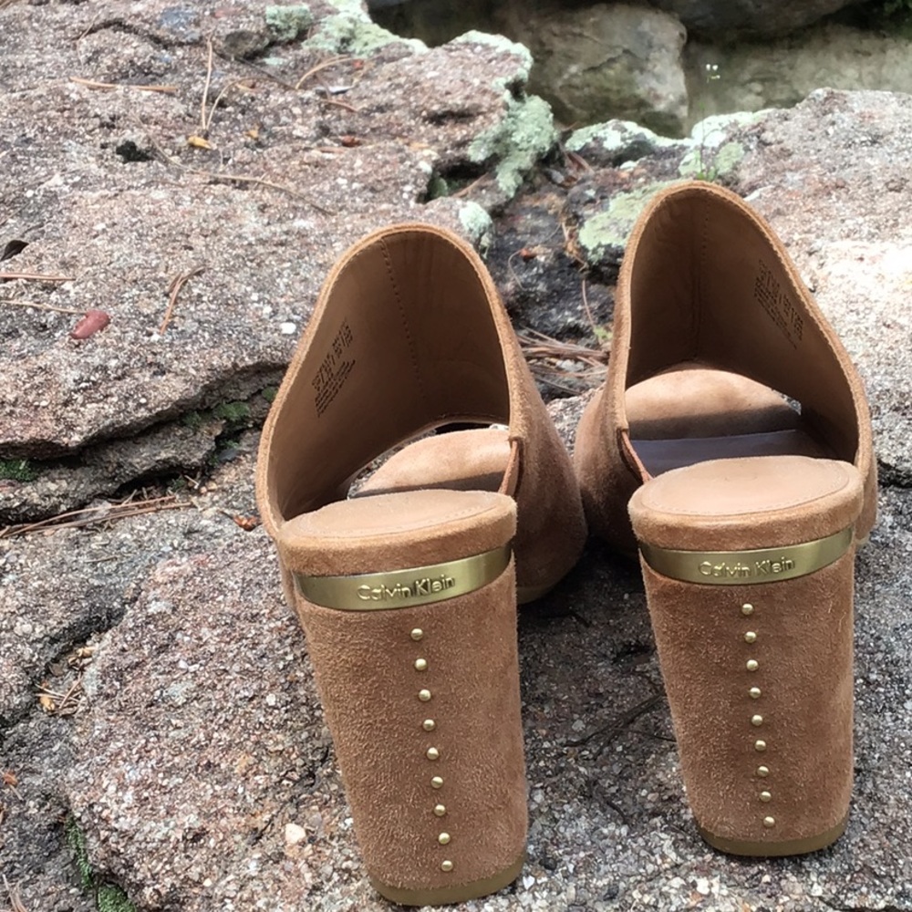 Calvin Klein Sand Colored Suede Mules - Picture 3 of 5